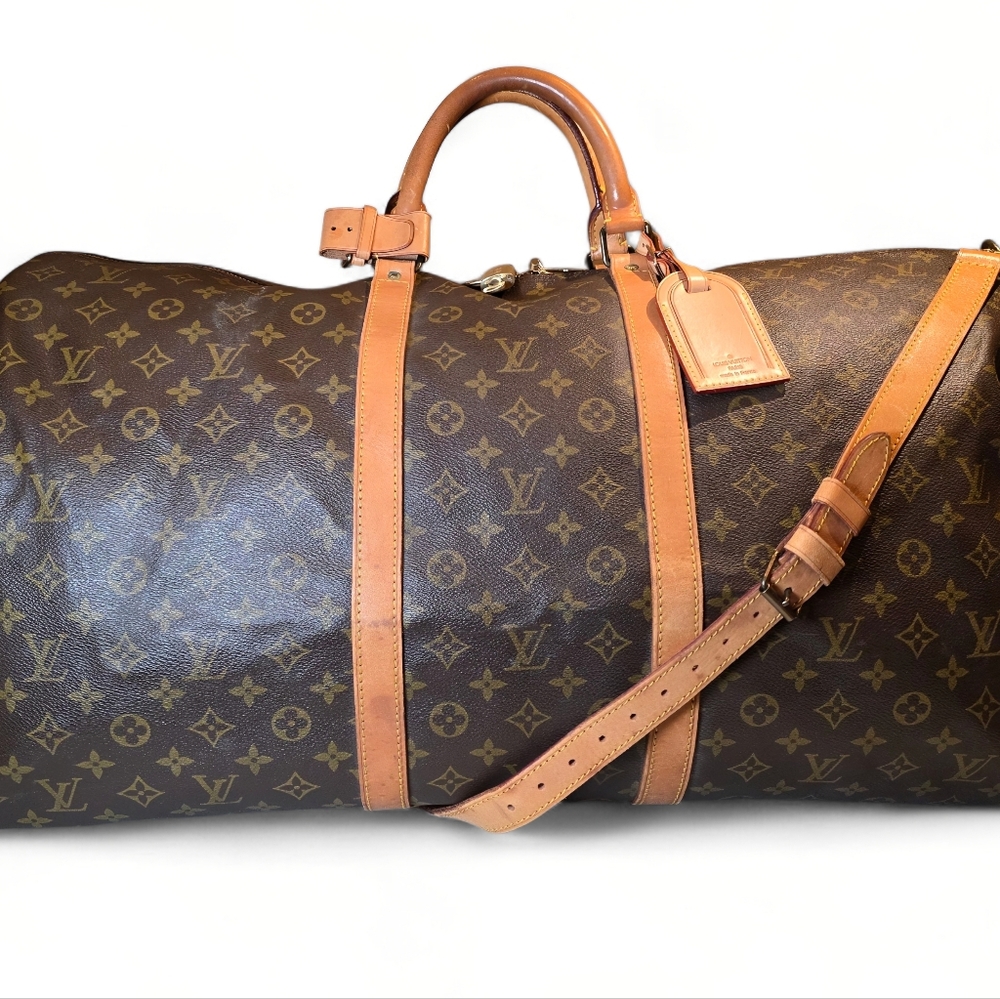 Louis Vuitton Keepall 60 Bandouliere Travel Bag Duffle Brown Monogram